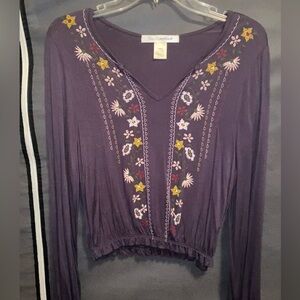 Youth in Revolt Dark Gray Long Sleeve Blouse